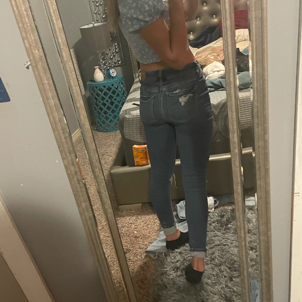 American eagle jeans with 3 rips longer pant legs